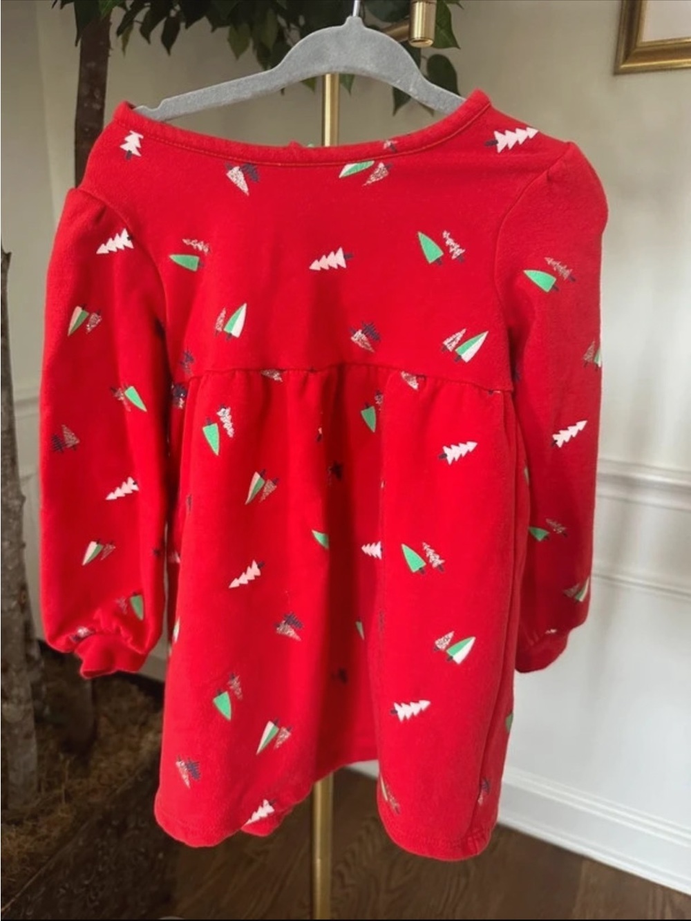 Cute Tucker + Tate Red Holiday Fleece Dress with Tree Accents ~ 18 mos